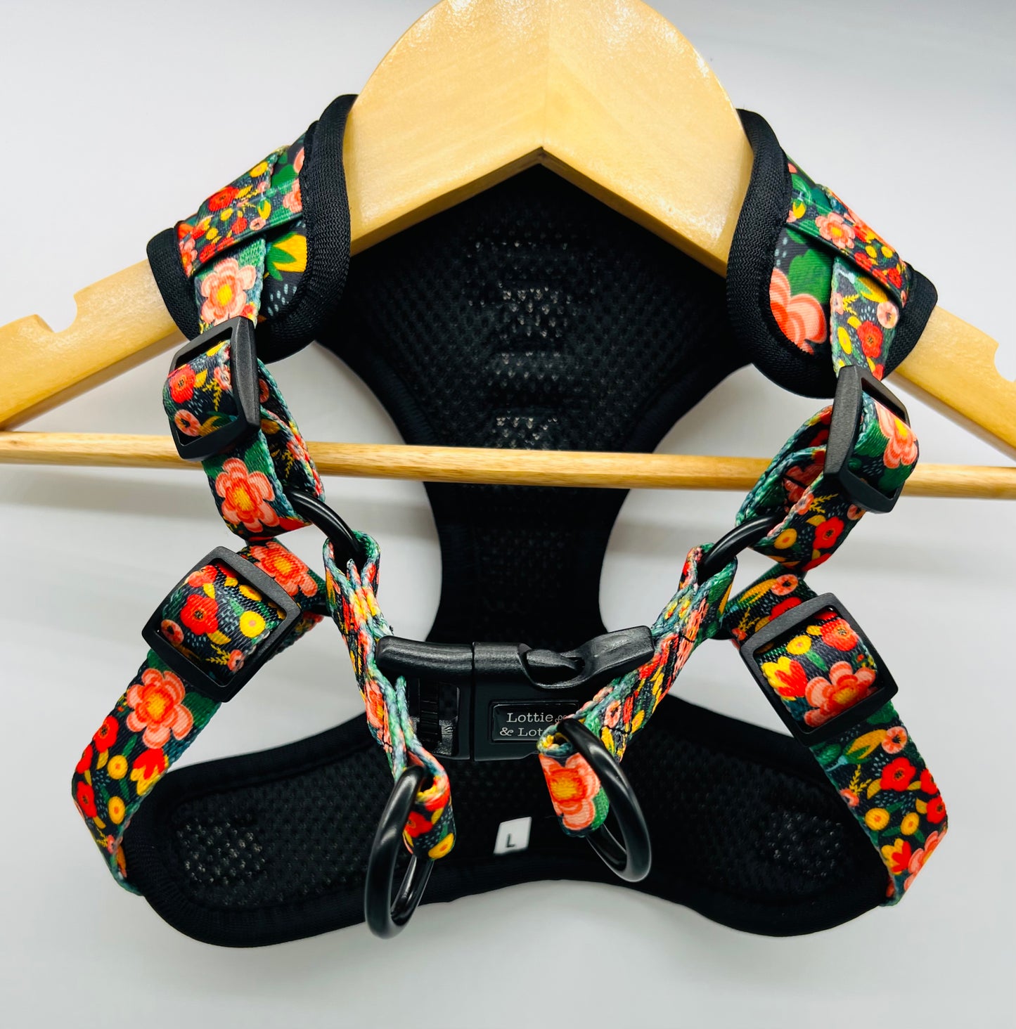 Black Floral Step in Harness