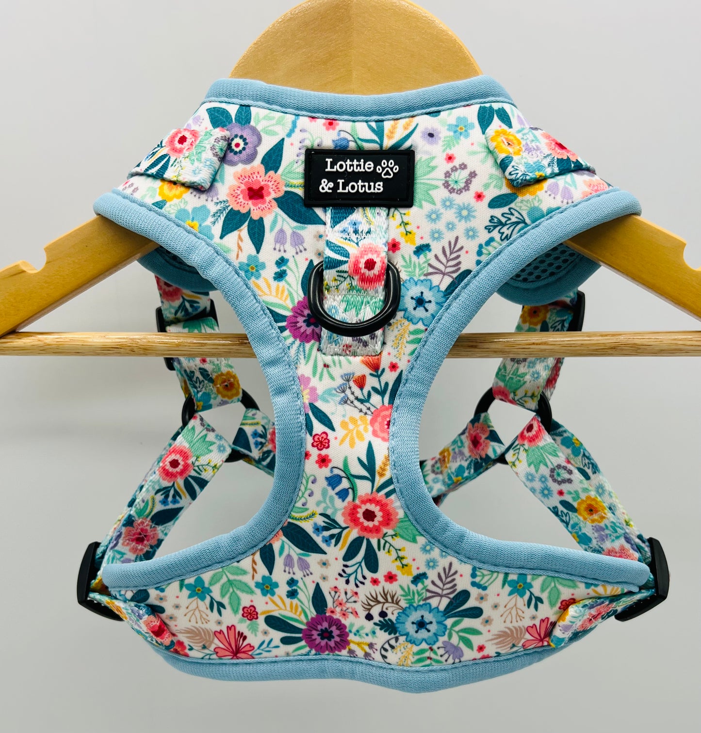 Blue Floral Step in Harness