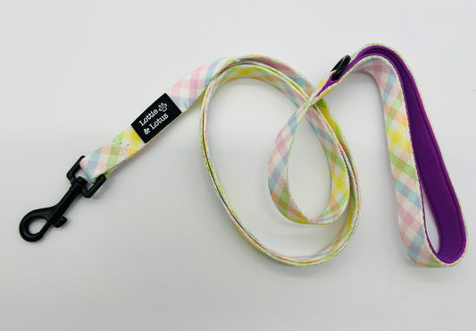 Rainbow Gingham Dog Lead