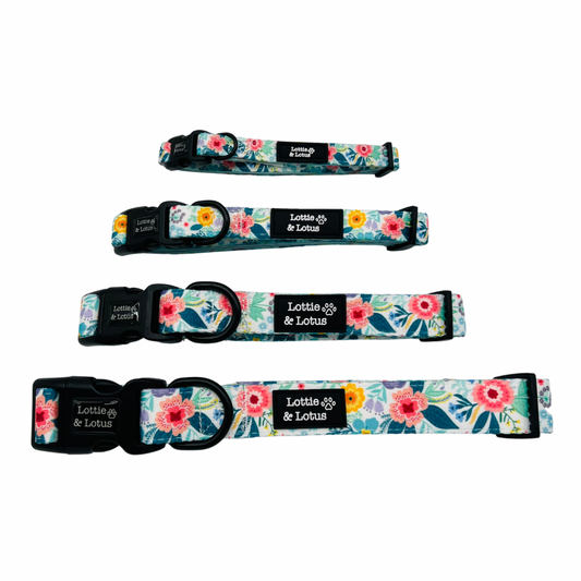 Blue Floral Dog Collar