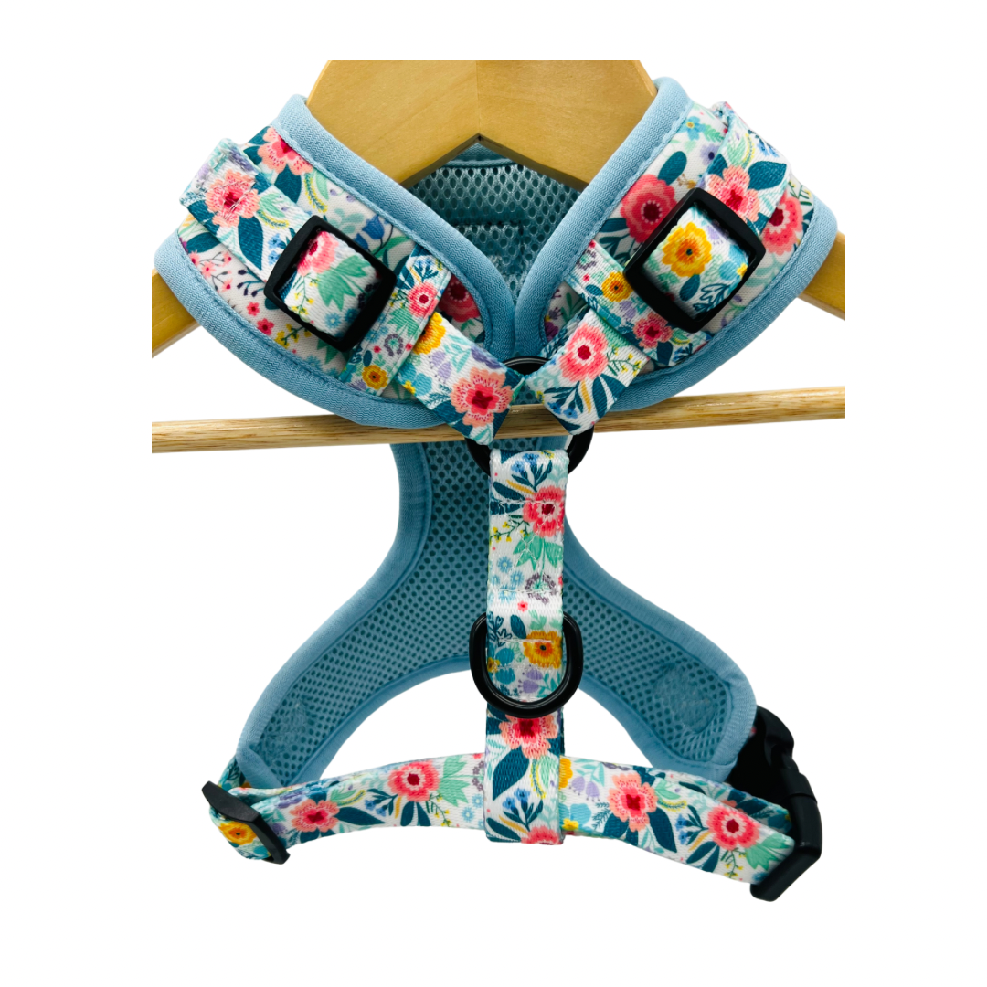 Blue Floral Over Head Harness