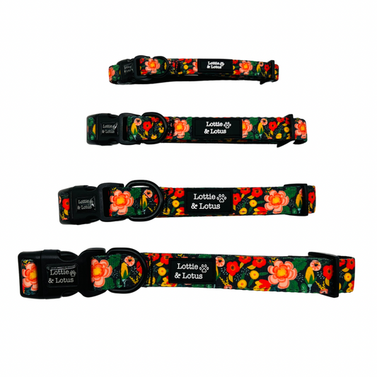 Black Floral Dog Collar