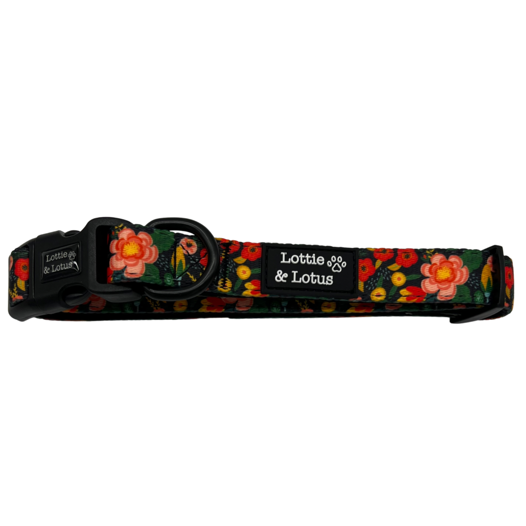 Black Floral Dog Collar