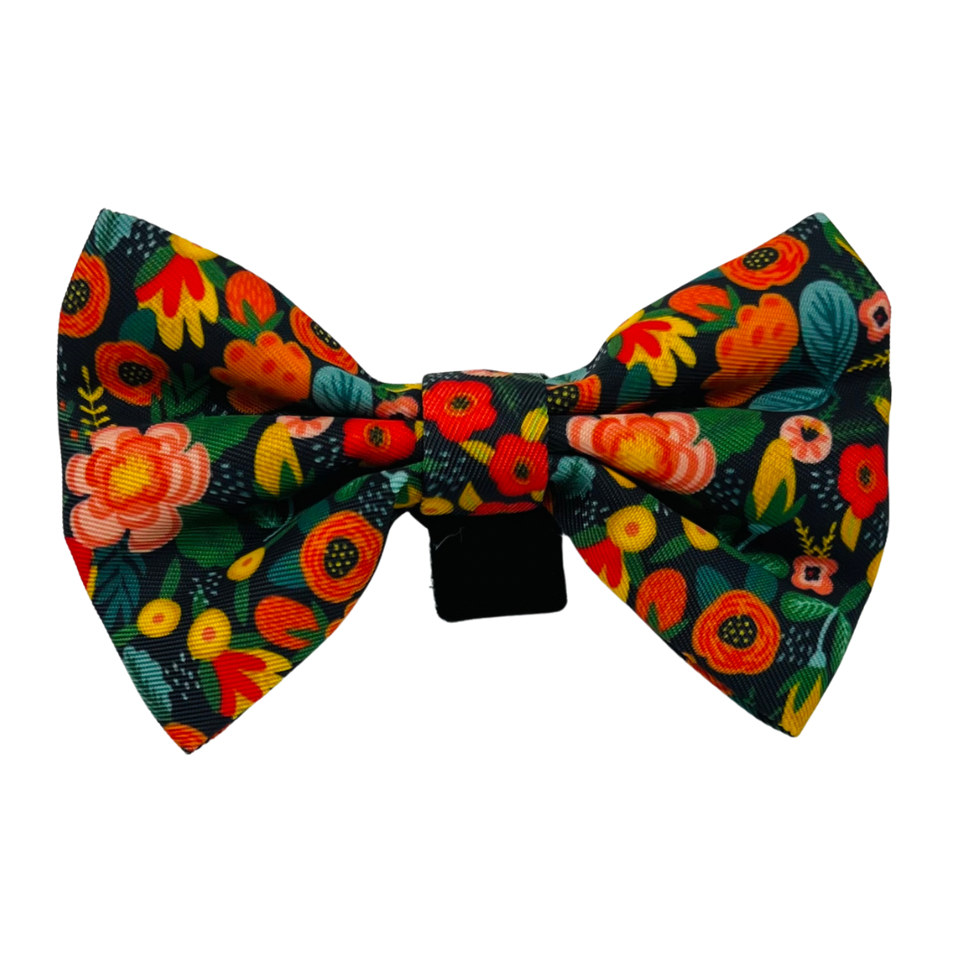 Black Floral Bow Tie