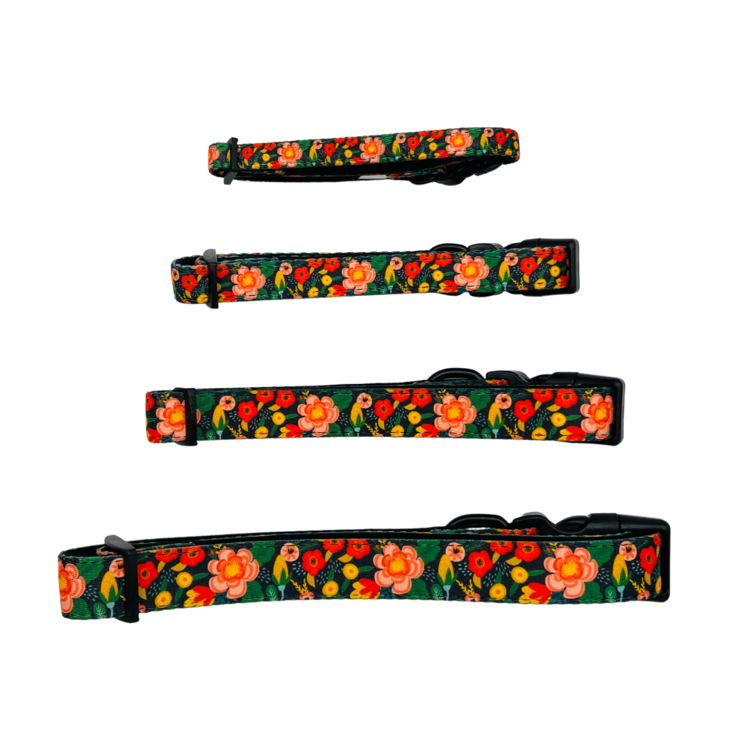 Black Floral Dog Collar