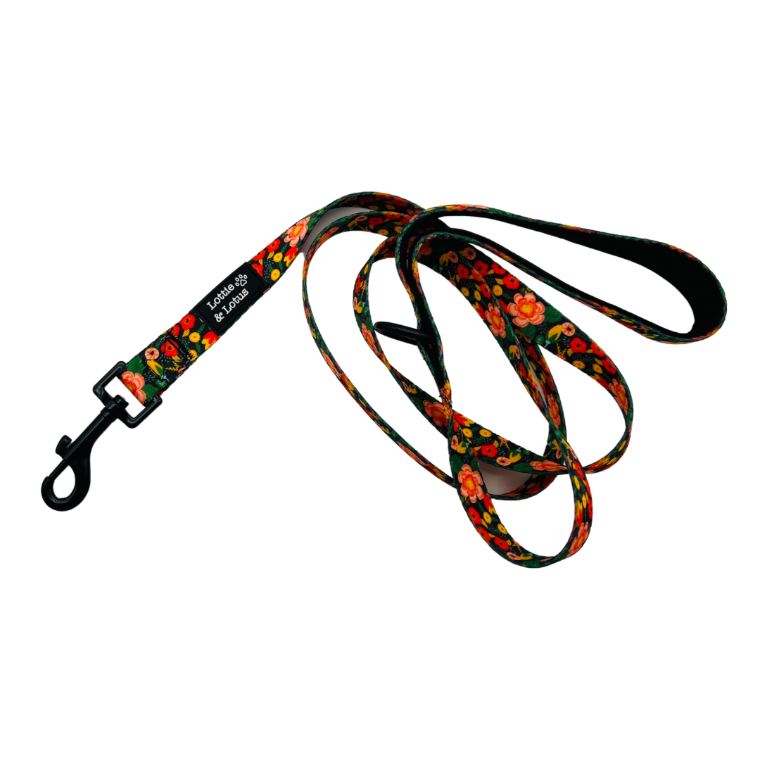 Black Floral Dog Lead