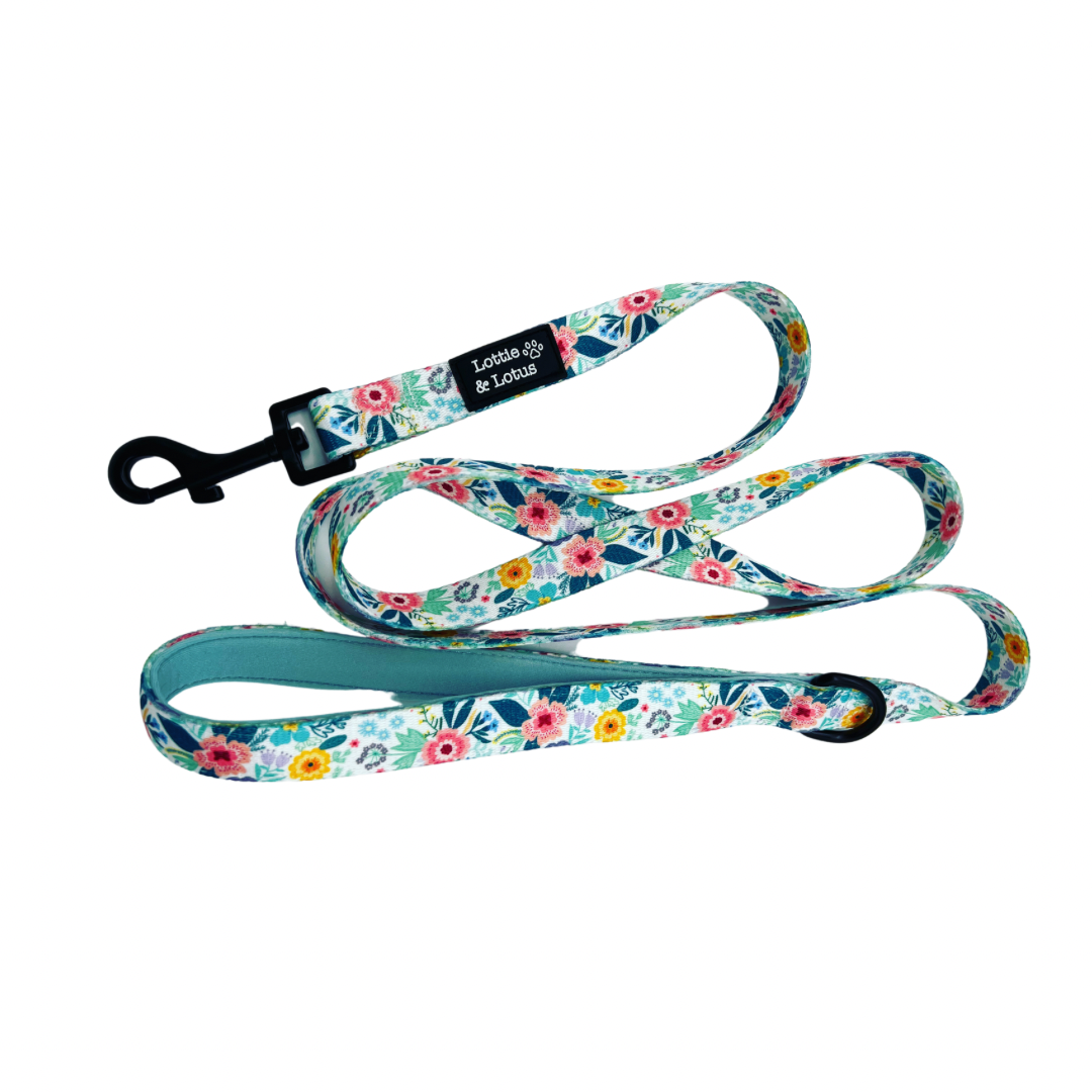 Blue Floral Dog Lead